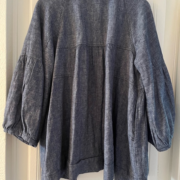 Free People Navy Button-Up Blouse - Picture 5 of 7